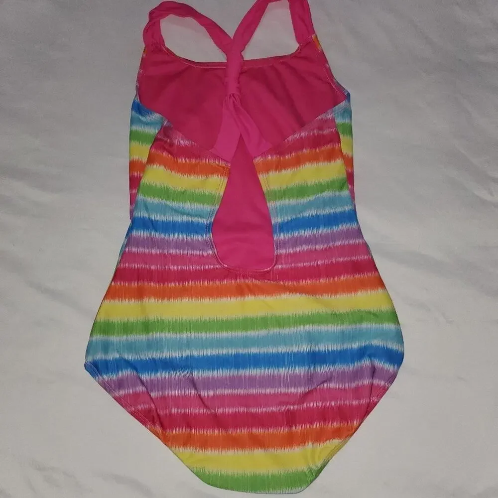 Girls Rainbow Tie Dye  Rainbox Swimsuit 10/12